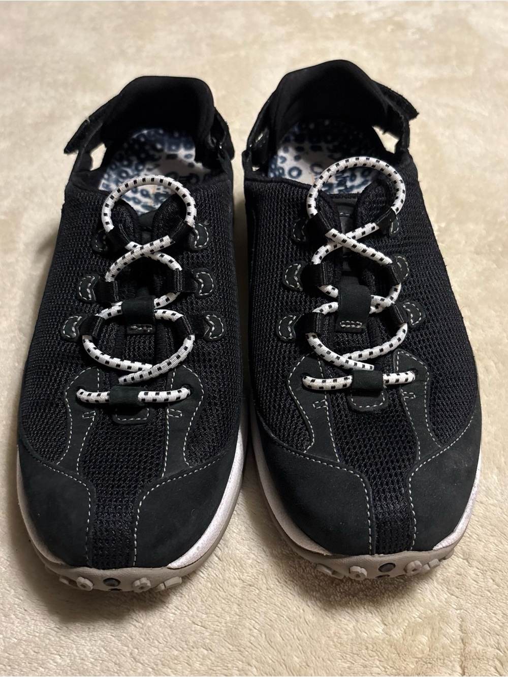 Timberland Black Mesh Slip-On Athletic Shoes with White Bungee Laces
